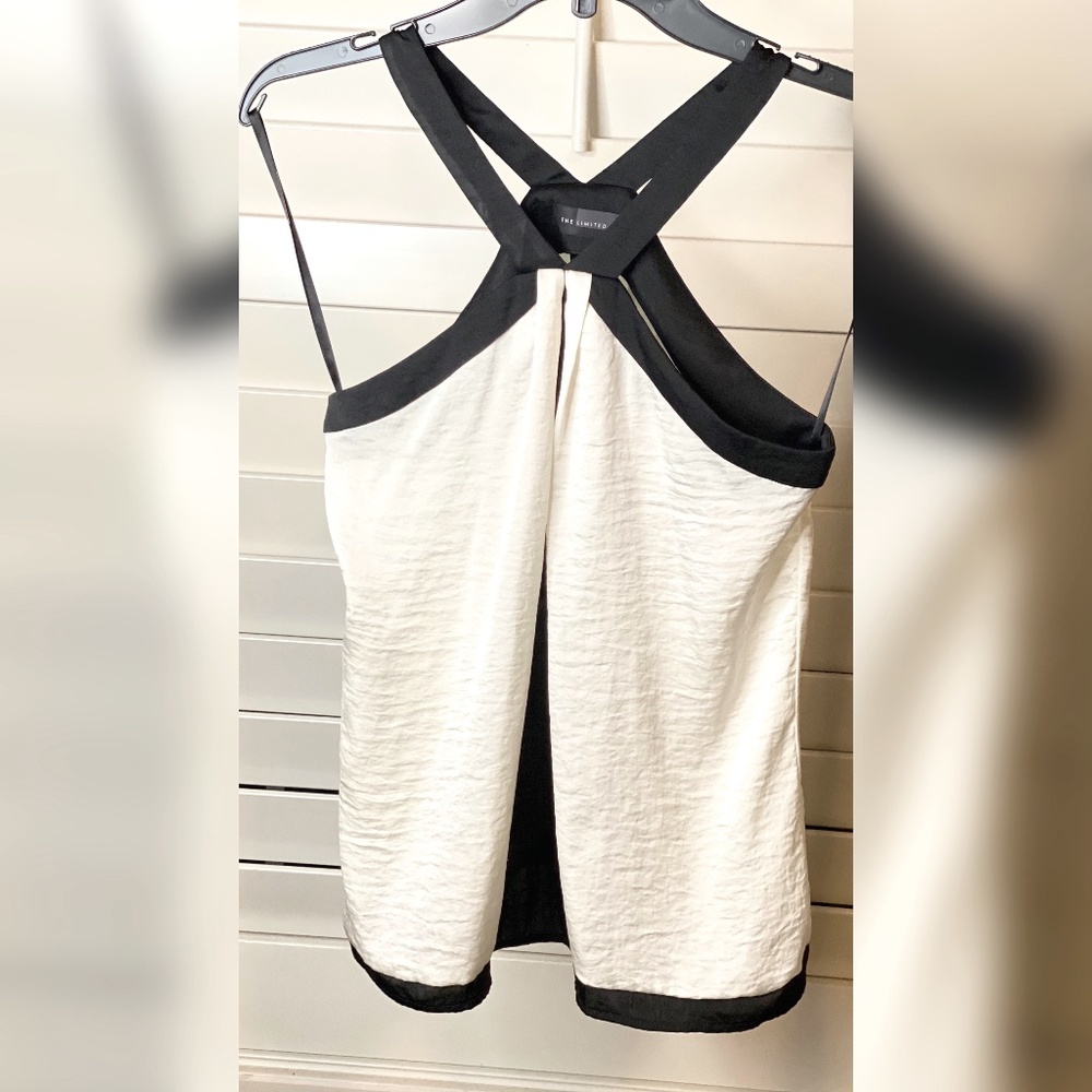 THE LIMITED CREAM AND BLACK HALTER TOP